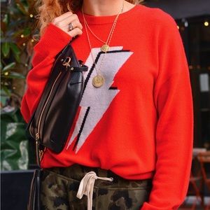 27 Miles Malibu Red Lightning Bolt Cashmere Sweater